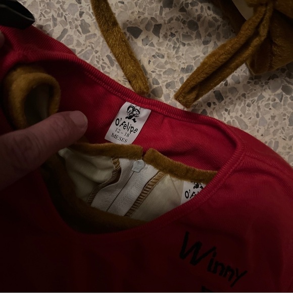 Winnie the Pooh Kids plush Costume Sz 12-18M Plush Head Piece Matching Slippers - Picture 7 of 8